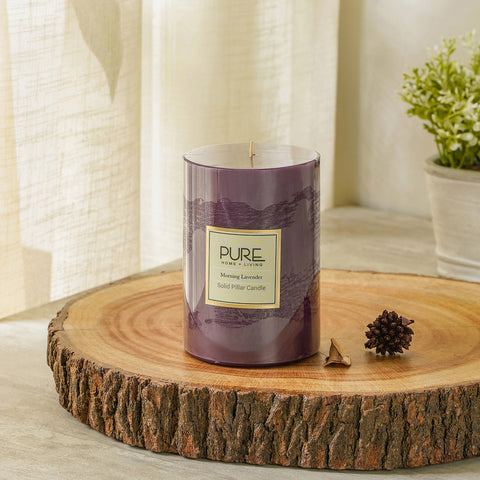 Purple Morning Lavender Pillar Candle - Large