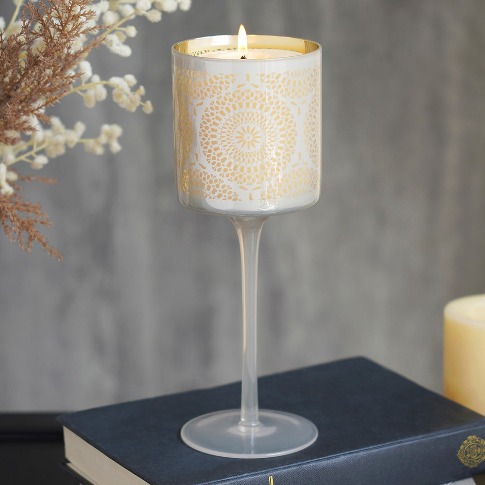 Eclectic Golden Cream Steam Candle Holder Larger