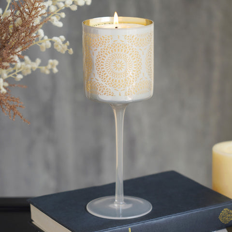 Eclectic Golden Cream Steam Candle Holder Larger