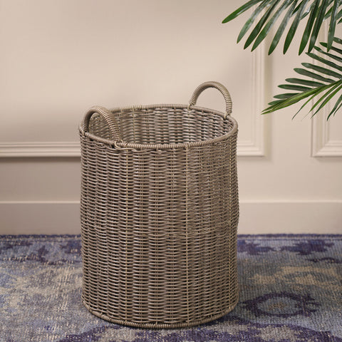 Round Heather Wicker Bin