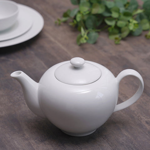 Cream Coupe Tea Pot With Lid