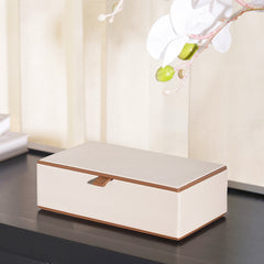 Rectangular Beige Pelle Lid Box