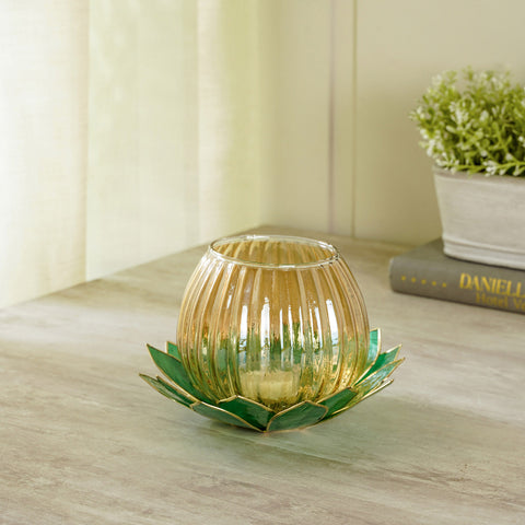 Florance Green Capiz Daisy Tea Light Holder