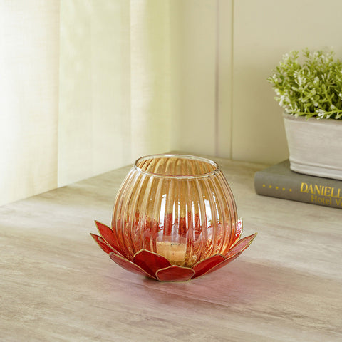 Florance Red Capiz Daisy Tea Light Holder