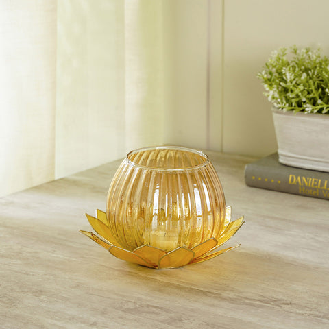Florance Amber Capiz Daisy Tea Light Holder