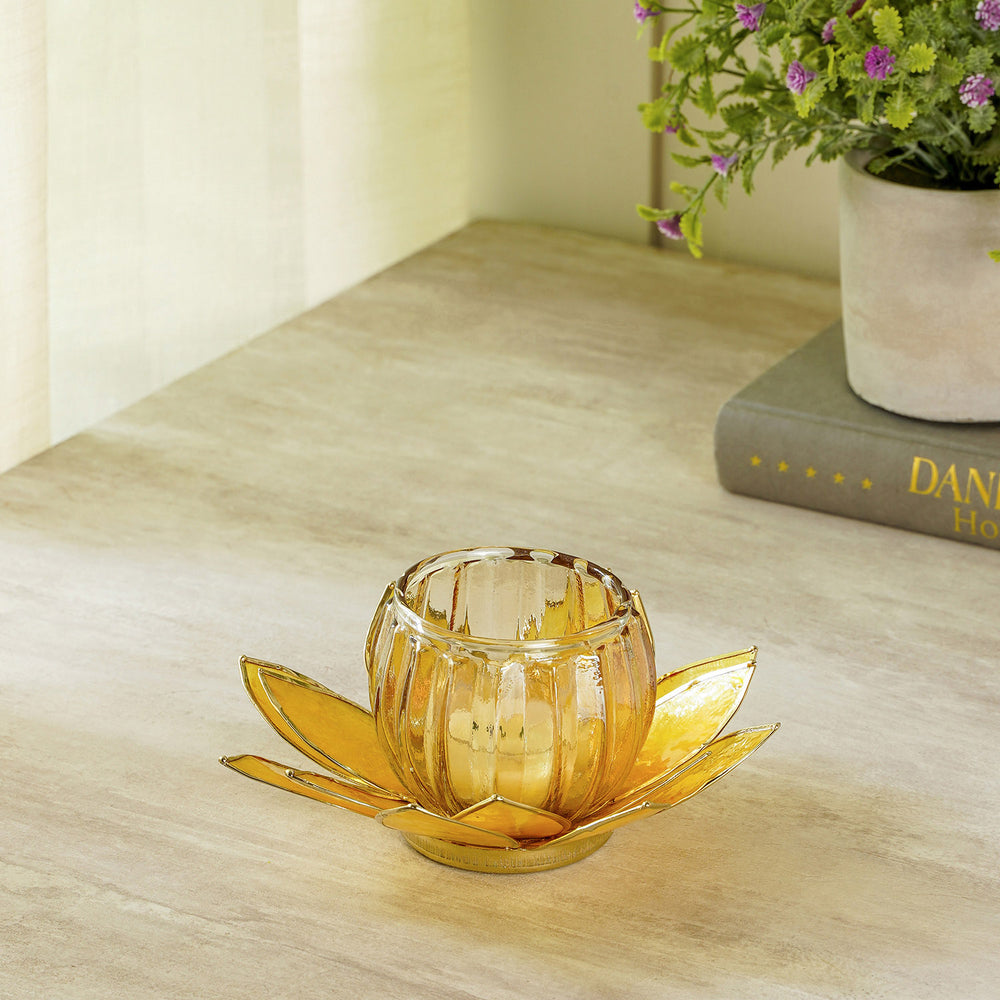Florance Amber Capiz Floral Tea Light Holder