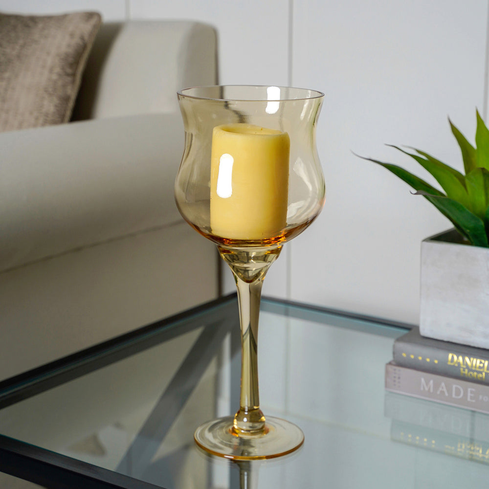 Light Amber Hurricane Candle Holder