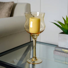Light Amber Hurricane Candle Holder