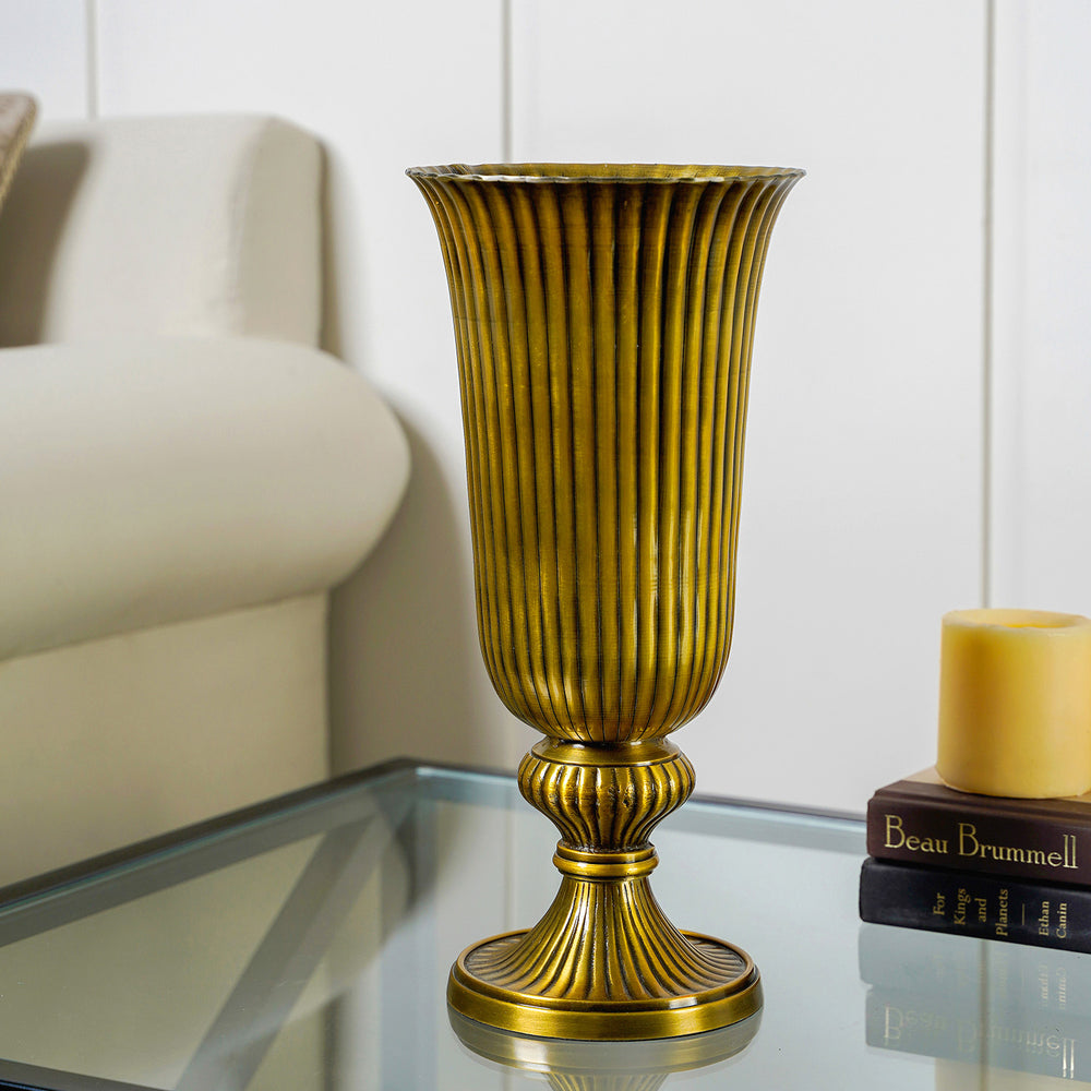 Golden Ribbed Vase