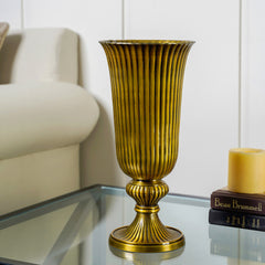 Golden Ribbed Vase