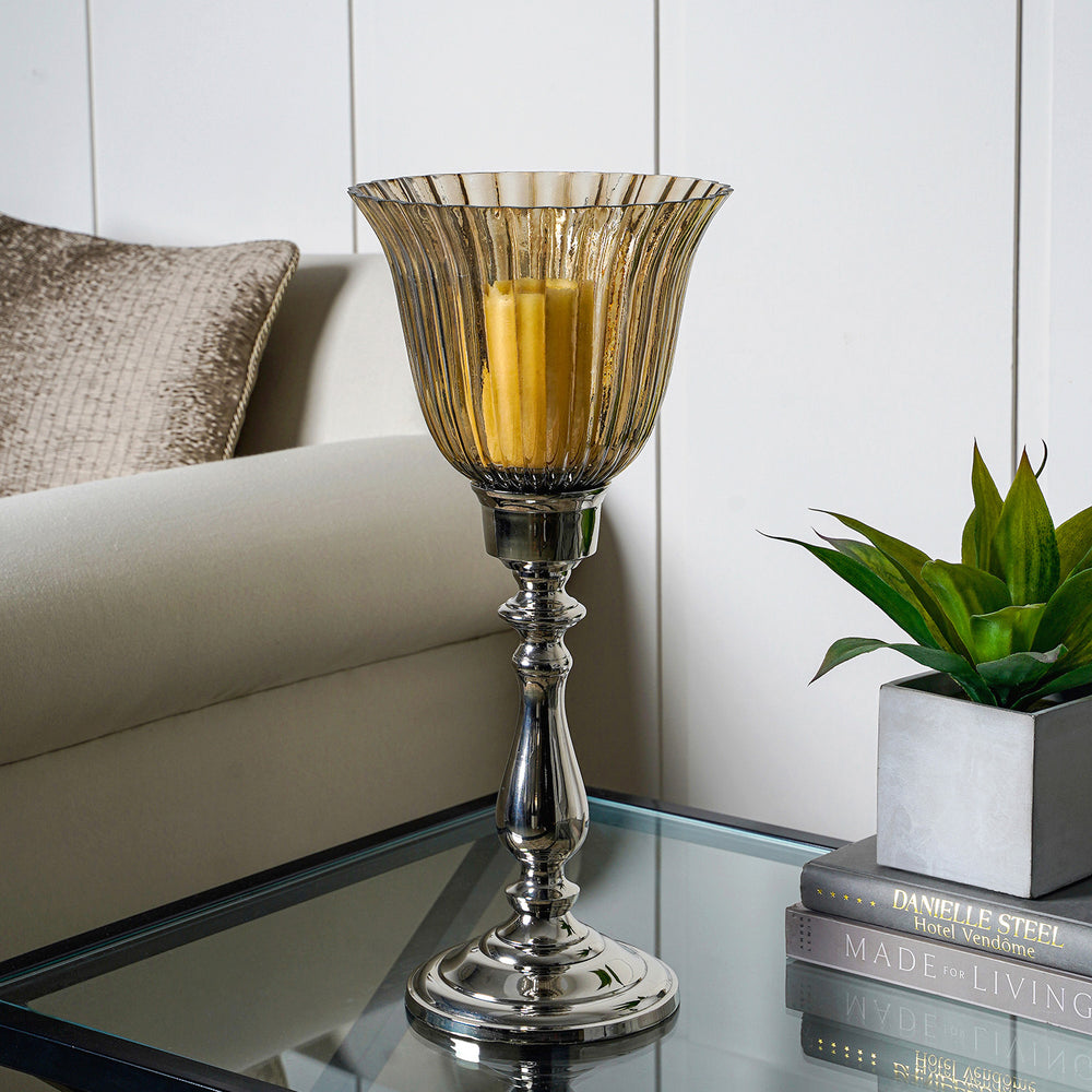 Small Clear Glass Eternity Hurricane Candle Holder