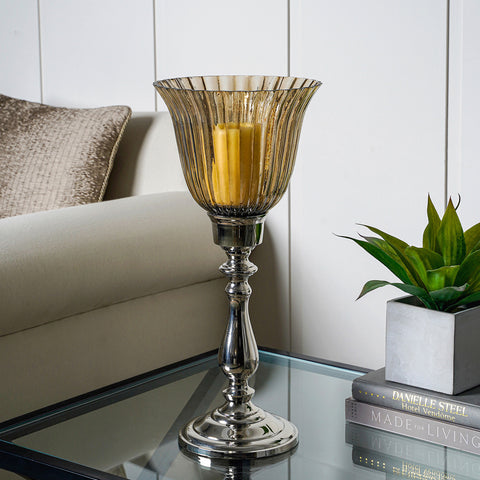 Small Clear Glass Eternity Hurricane Candle Holder