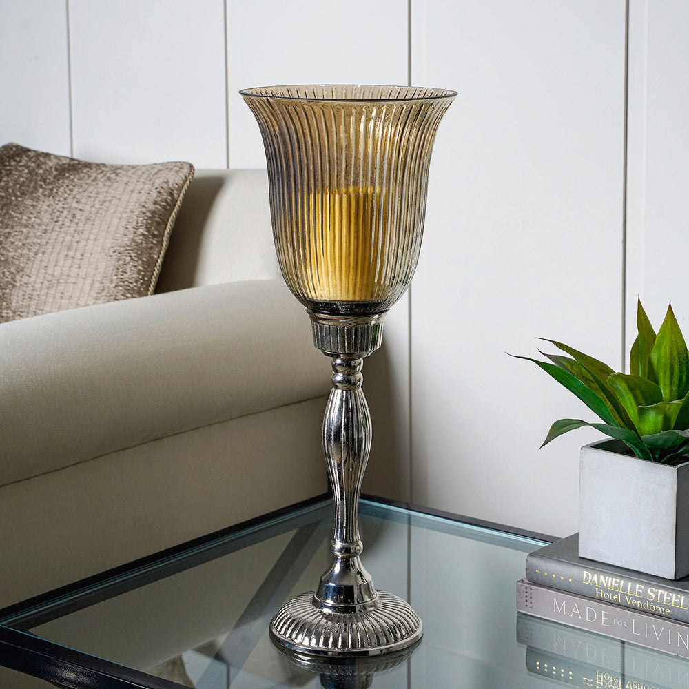 Large Clear Glass Eternity Hurricane Candle Holder