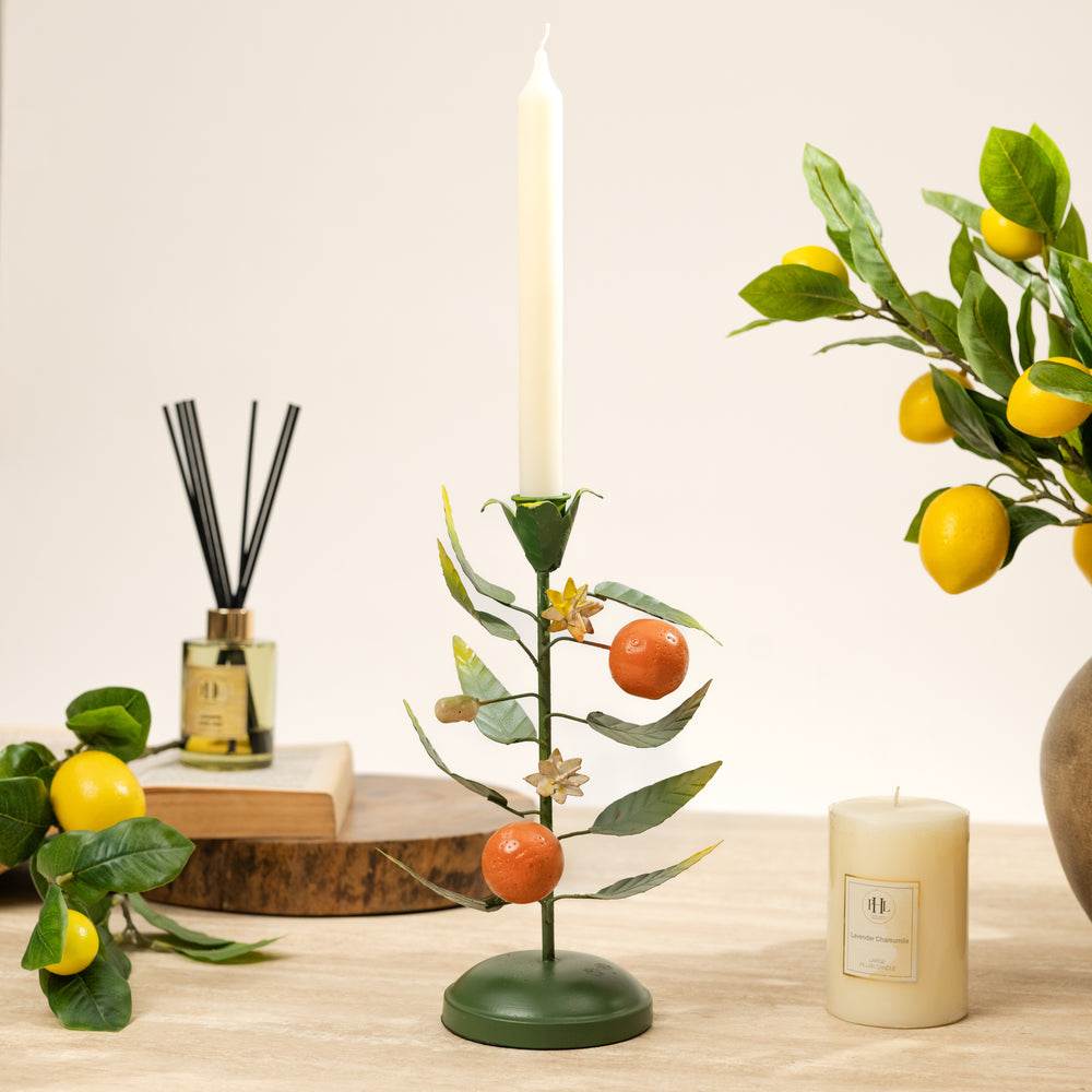Multicolour Iron Orange Fruit Candle Holder