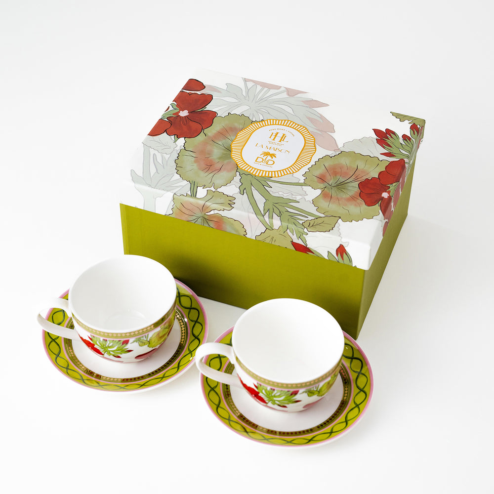 Ivory & Red Rosabay Fine Bone China Tea Cup & Saucer