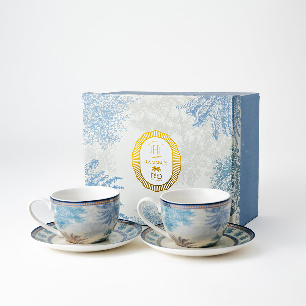 Ivory & Blue Varena Fine Bone China Tea Cup & Saucer
