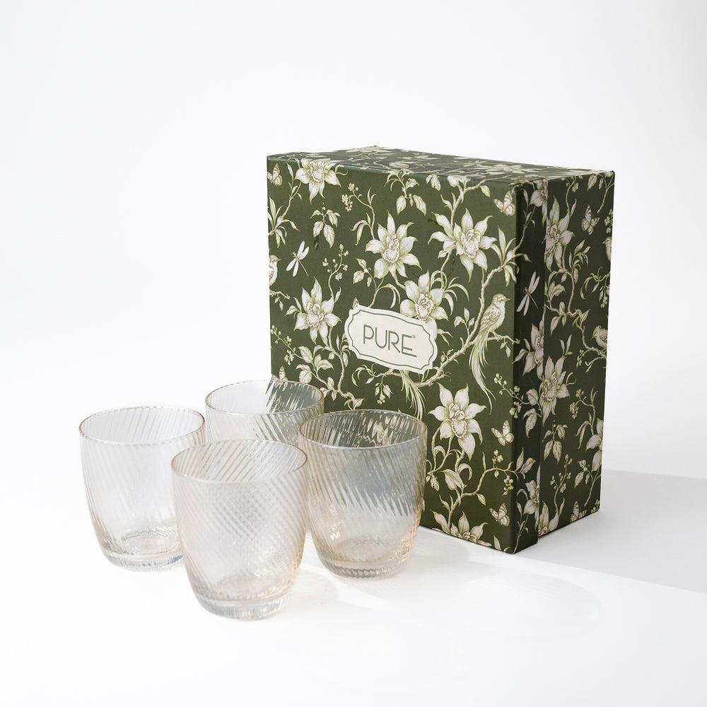 Brown & Light Amber Glass Drinking Glasses Set