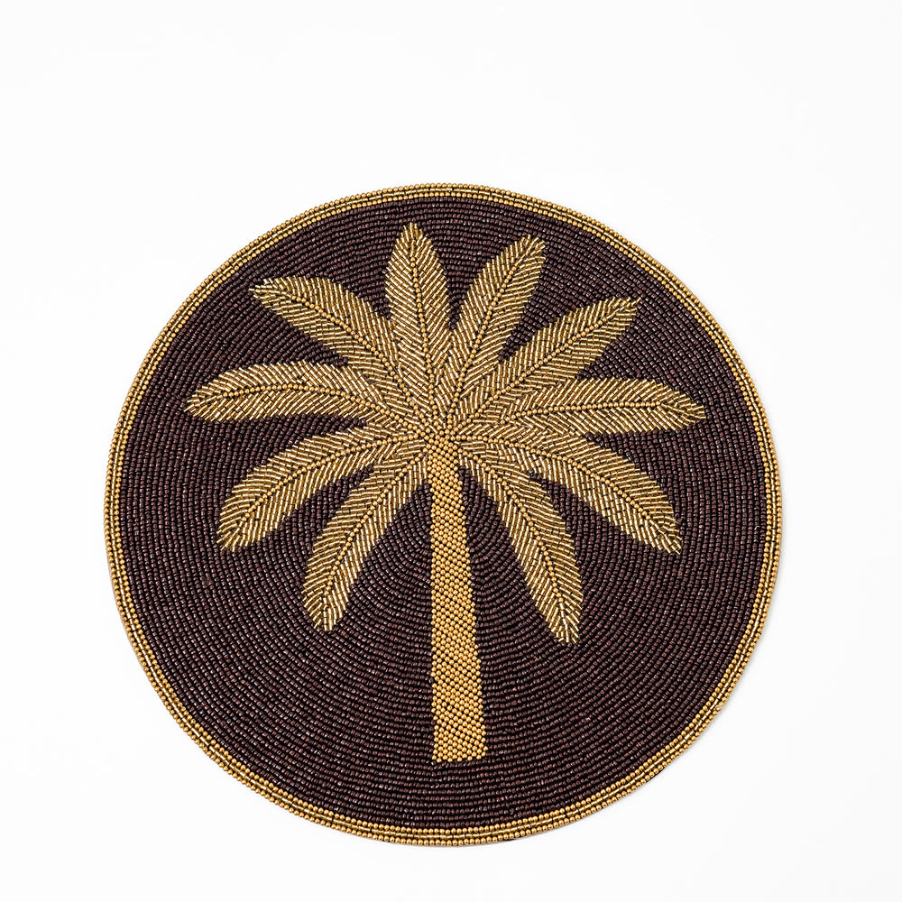 Brown Beaded Placemat with Cotton Back