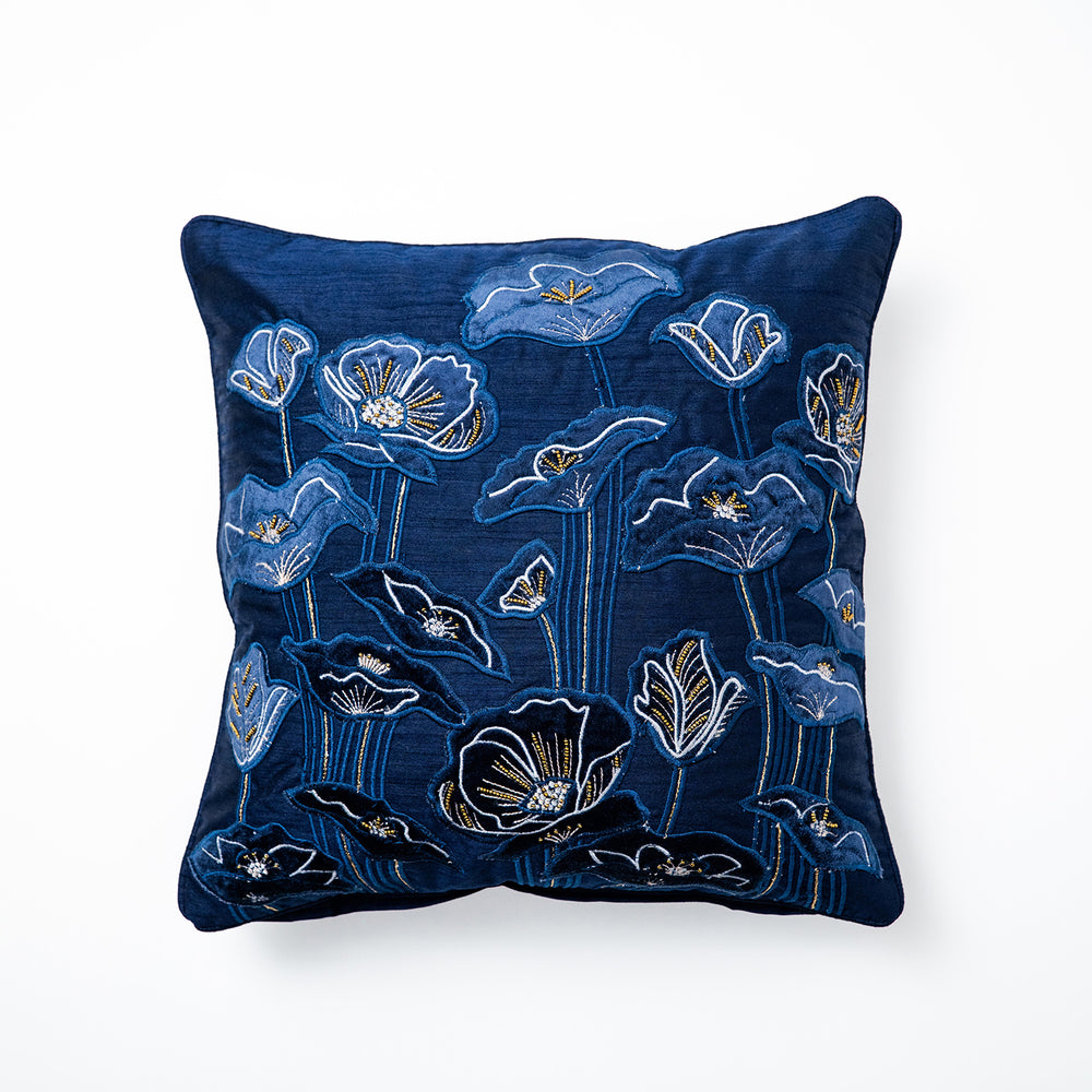 Blue Patchwork Viscose Patch Cushion Cover