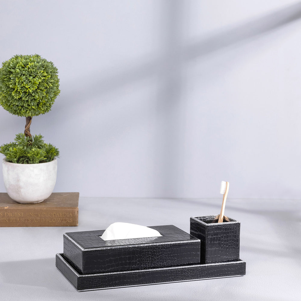 Black Croco Bathroom Set
