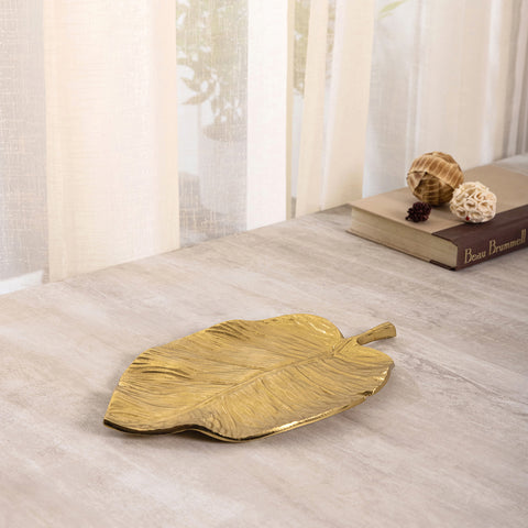Small Gold Naaz Leaf Platter