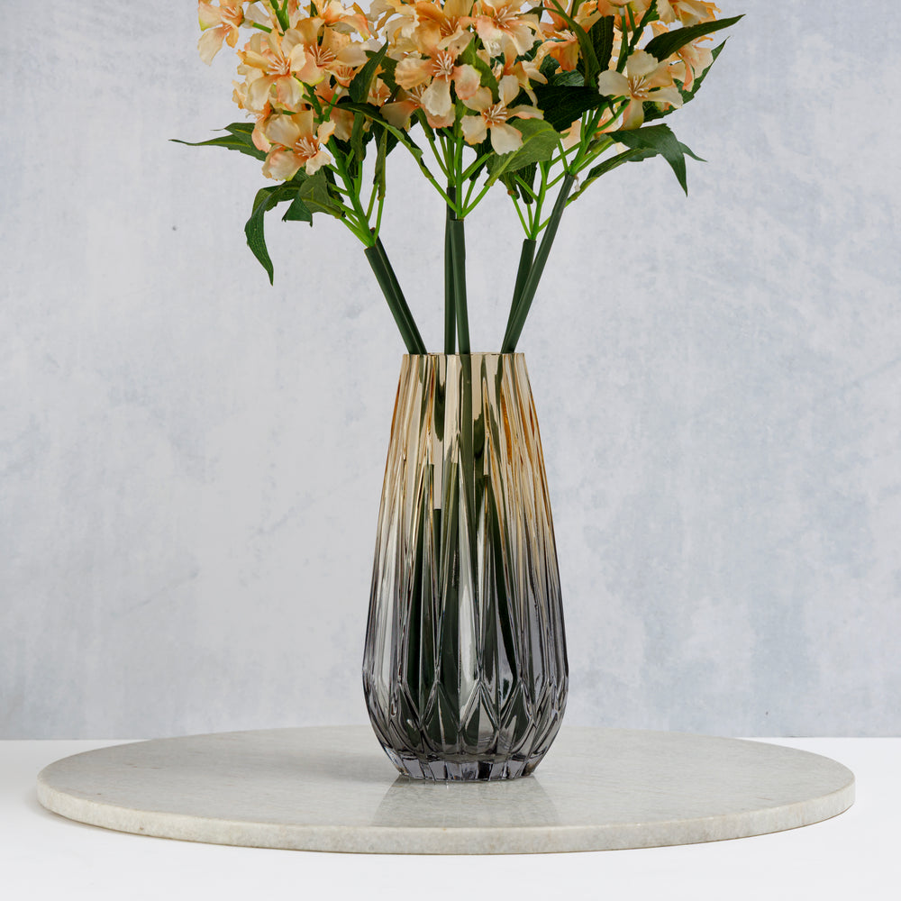 Light Amber & Grey Diamond Texture Vase