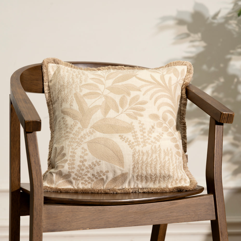 Sylvie Embroidered Cushion Cover – Beige