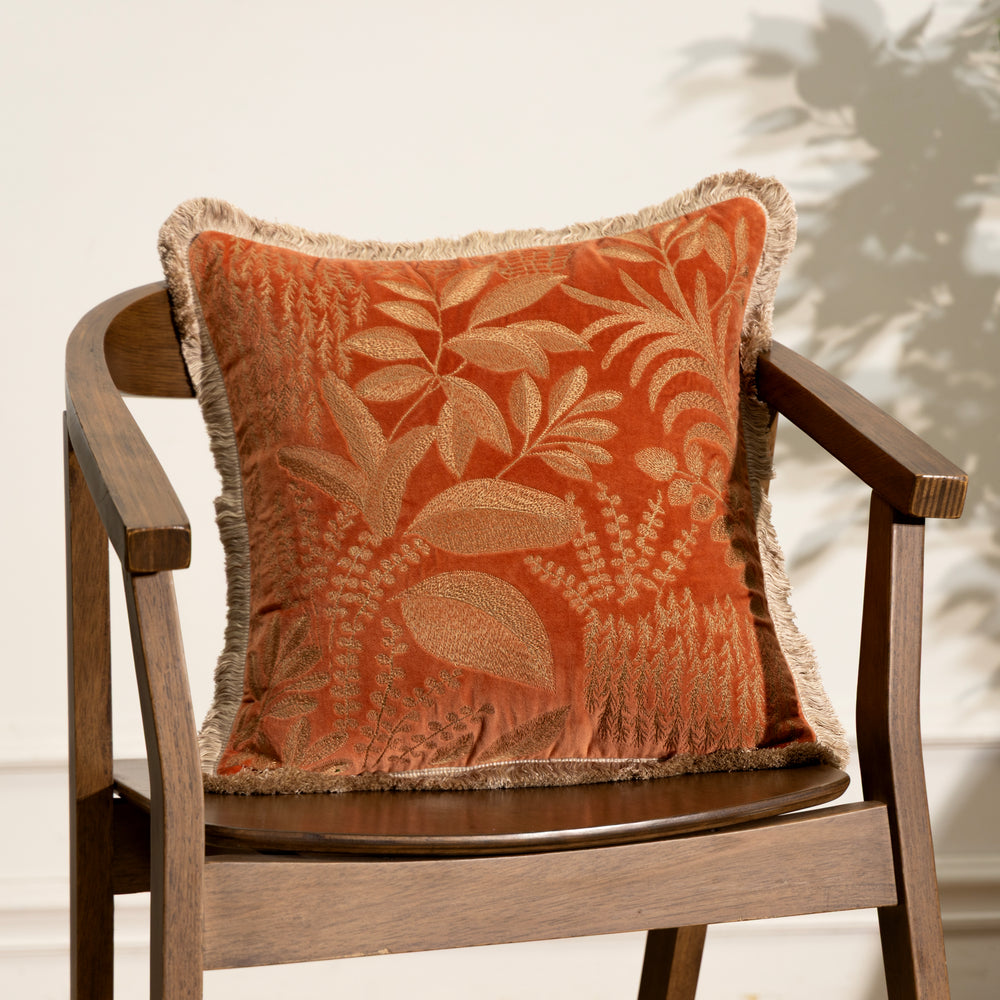 Sylvie Embroidered Cushion Cover – Orange