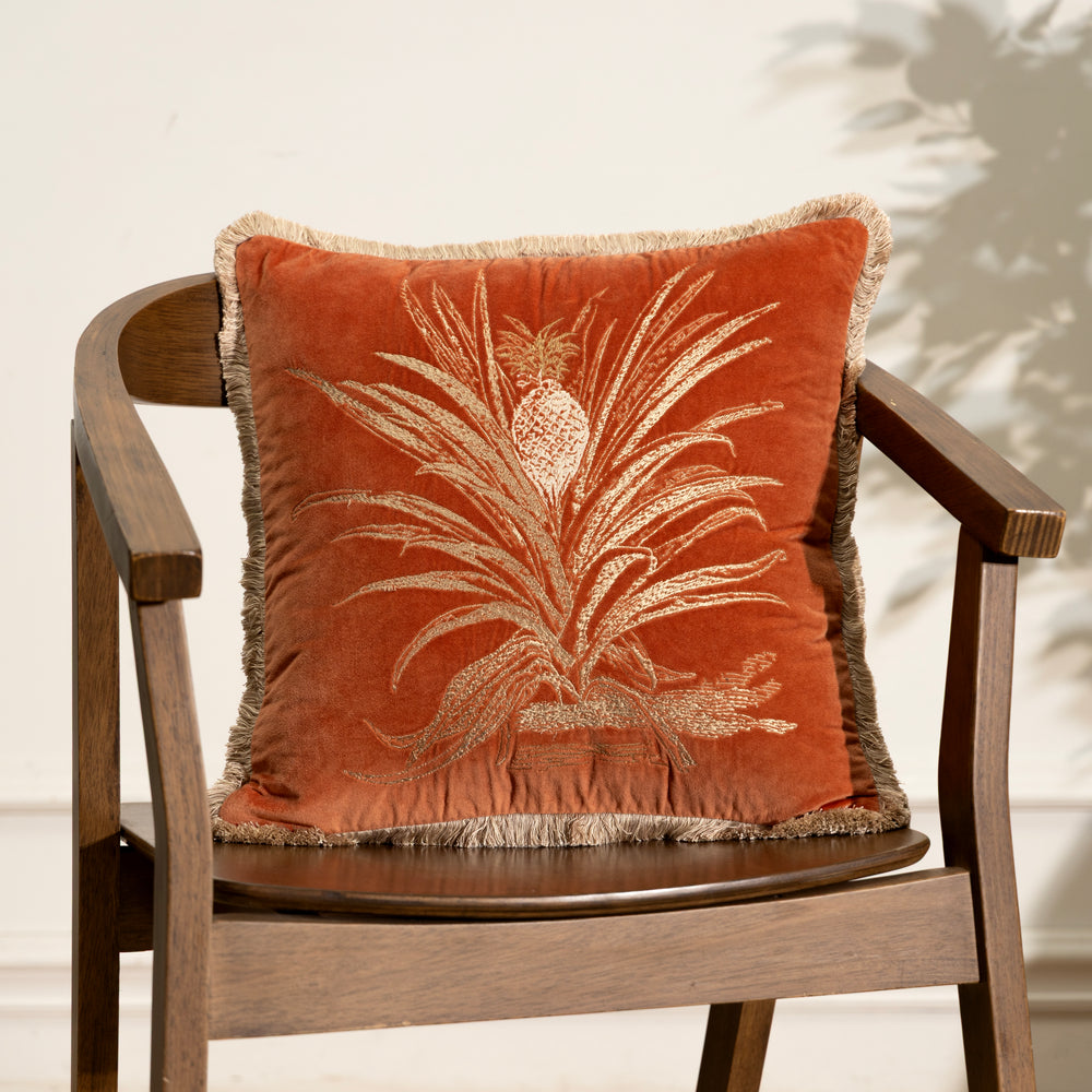 Ananas Embroidered Cushion Cover – Orange