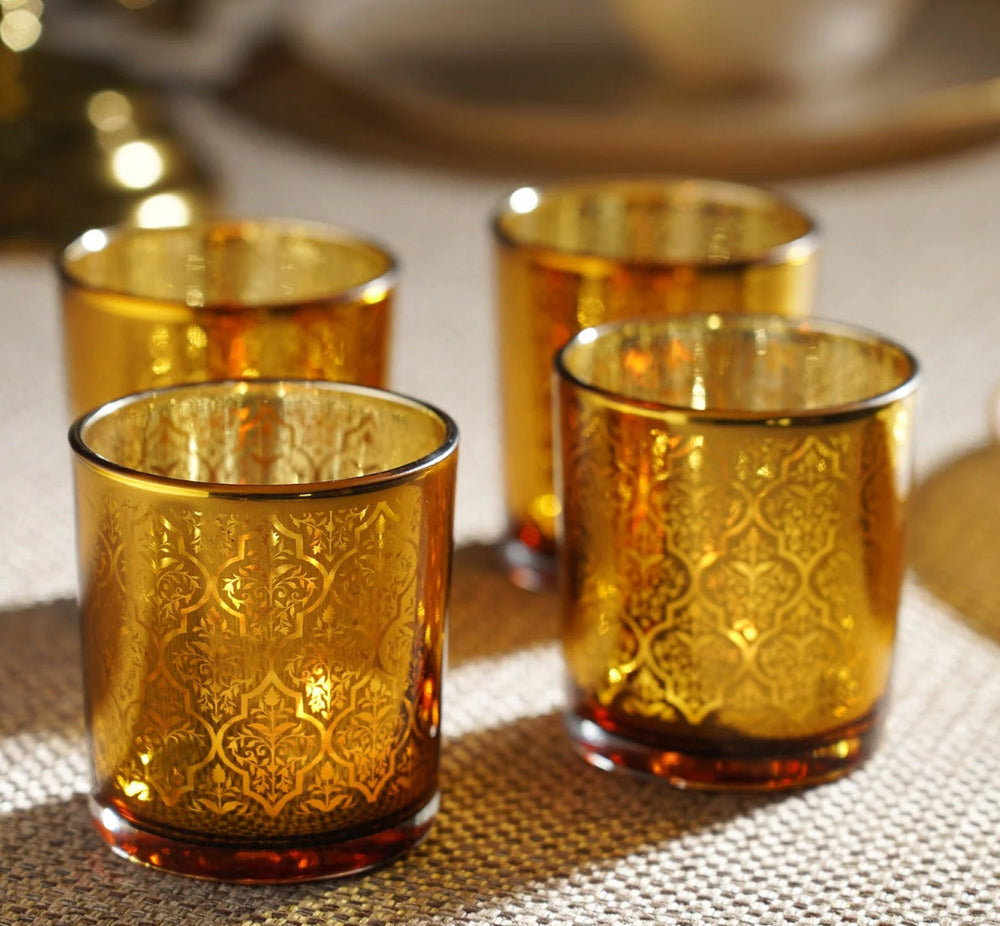 Set of 2 Gold Printed Votives