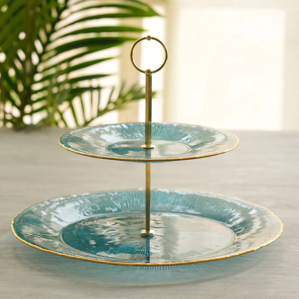 Fusion  Blue Gold Cake Stand