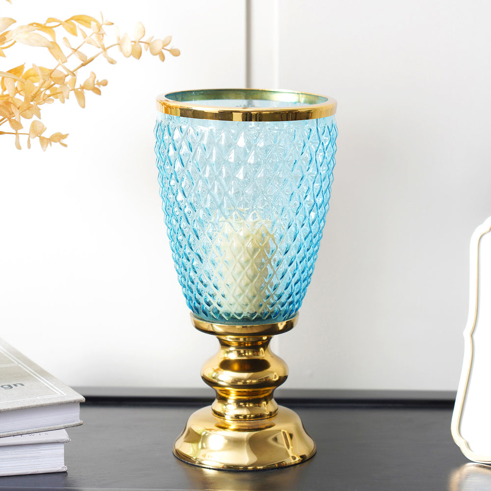 Eden Blue Gold Large Candle Holder