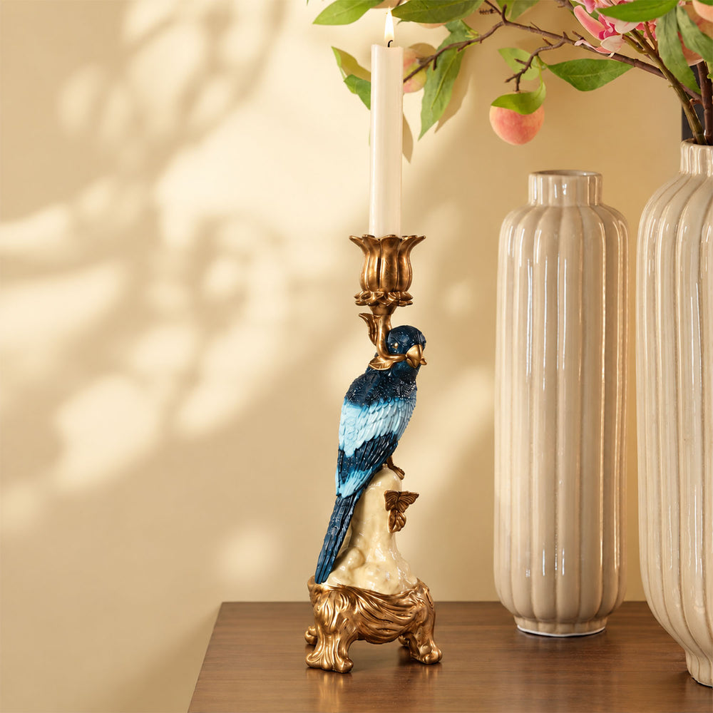 Blue & Gold Decorative Candle Accent