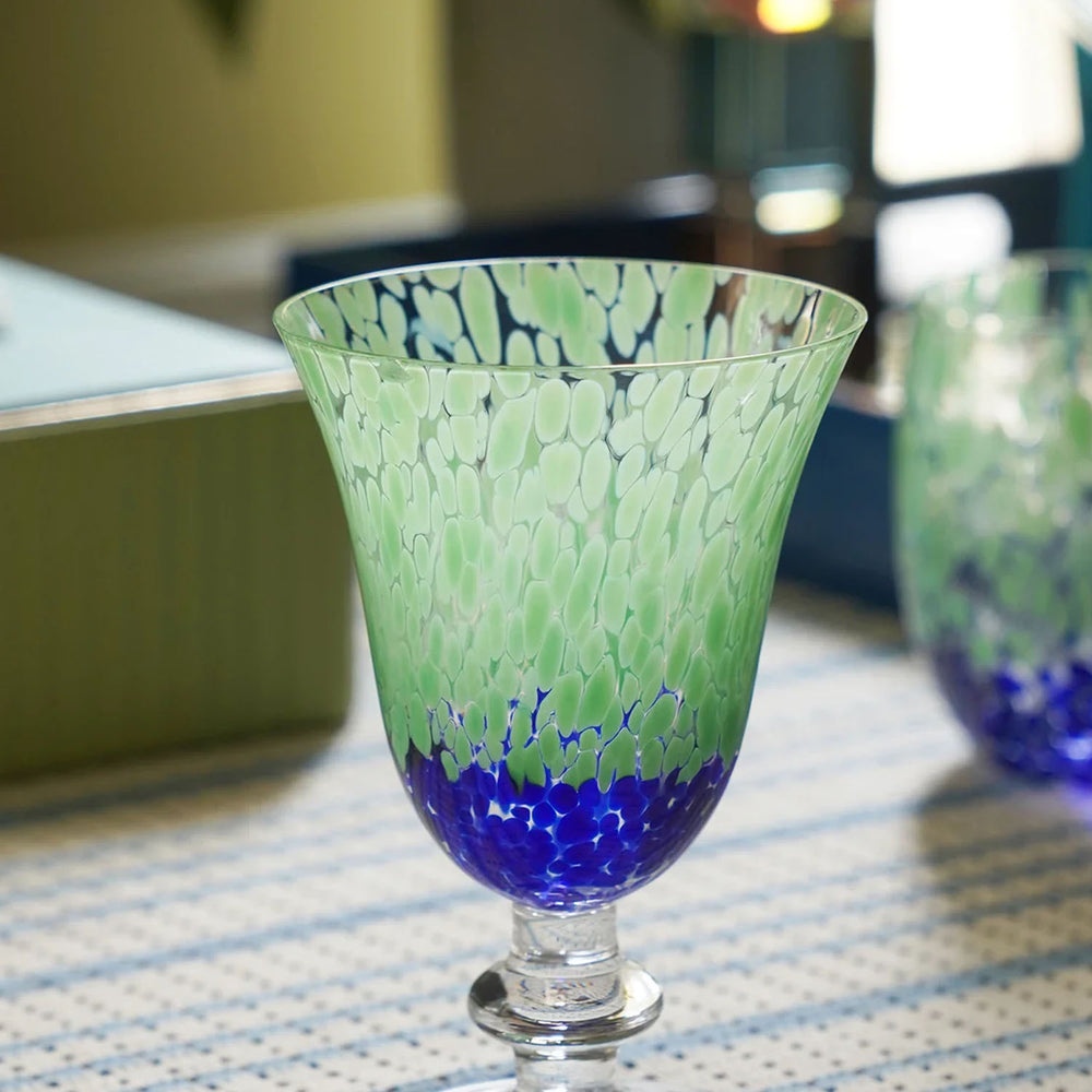 Blue & Green Speckled Glass Wine Tumbler