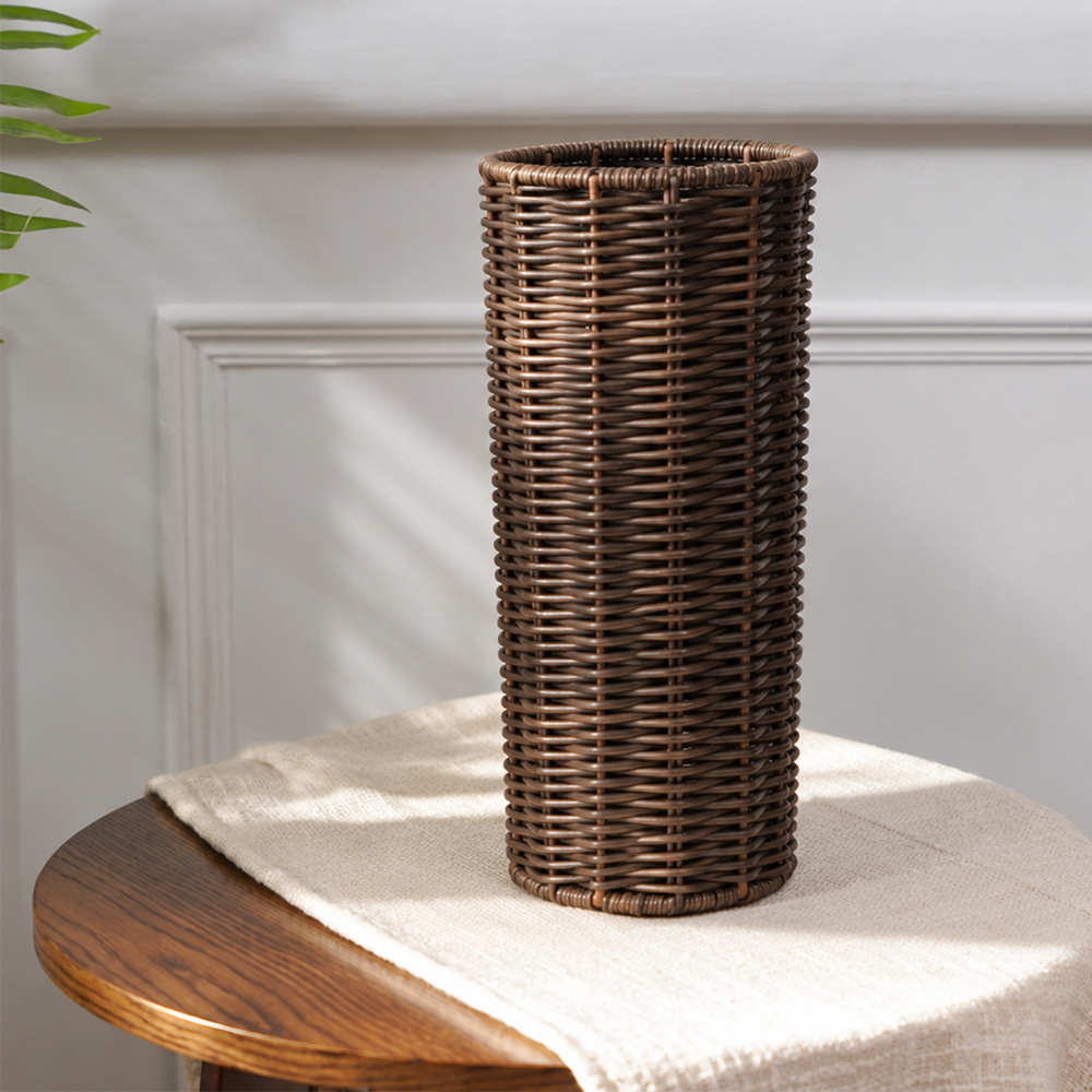 Brown Wicker Design Decorative Vase