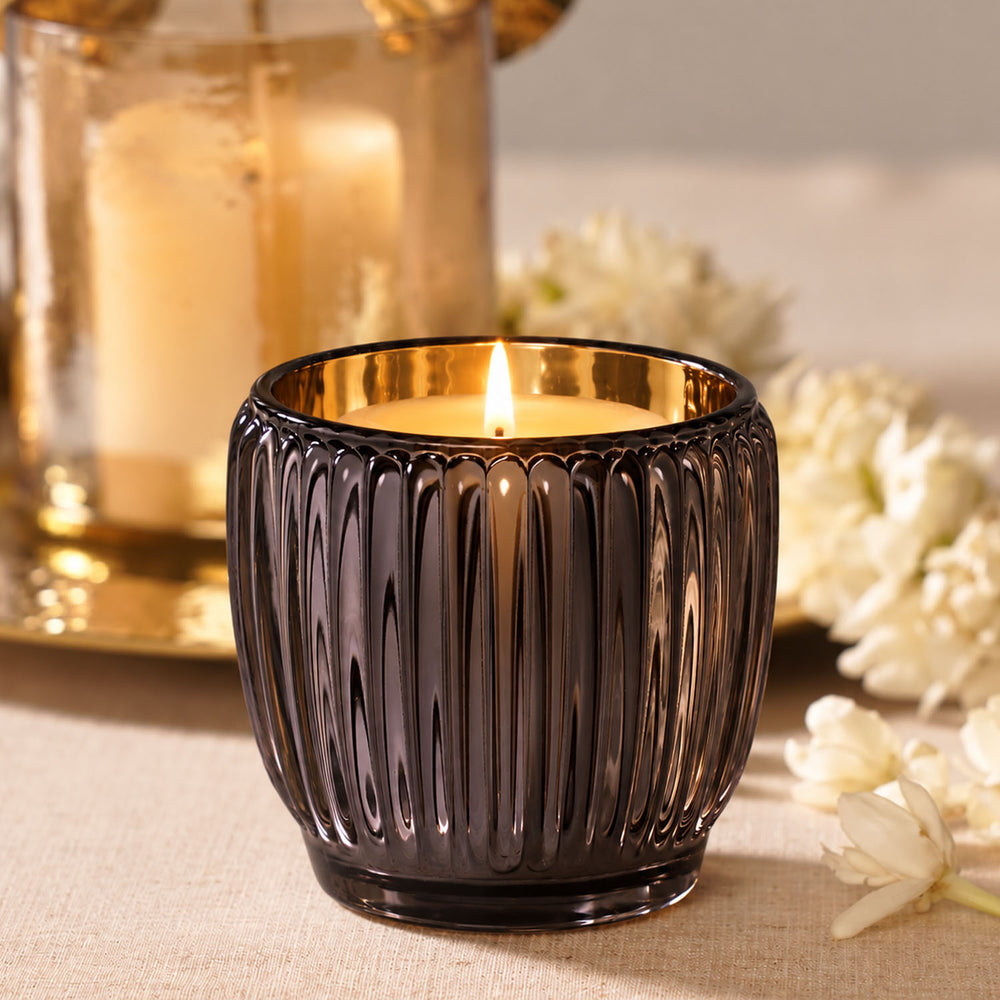 Silver Ribbed Tealight Holder - Small