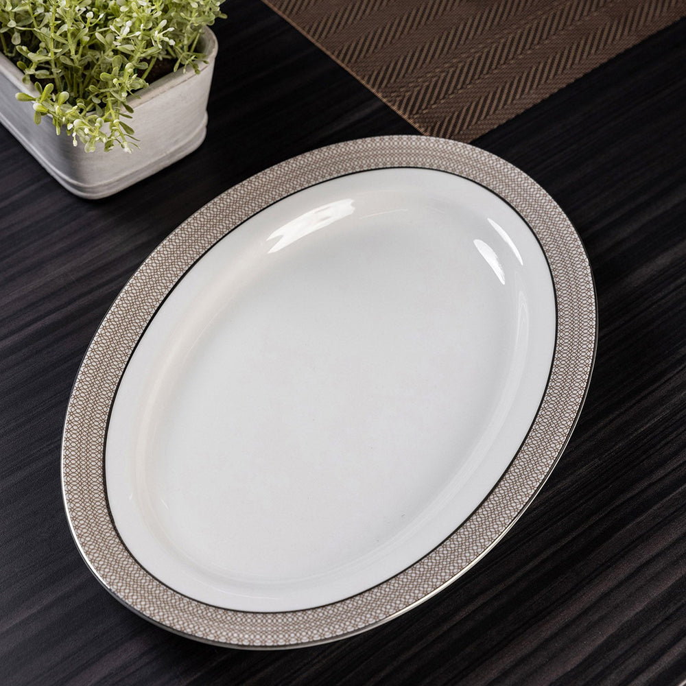 Grey Silver Metropolitan Oval Platter