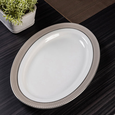 Grey Silver Metropolitan Oval Platter