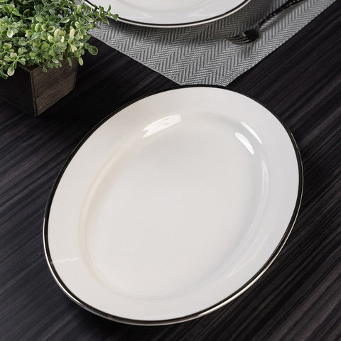White Silver Victoria Oval Platter