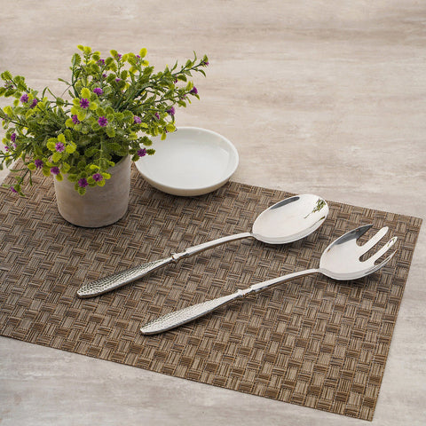 Set Of 2: Silver Colour Vigor Serving Spoon And Fork
