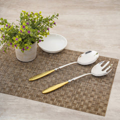 Set Of 2 Golden Vigor Serving Spoon And Fork