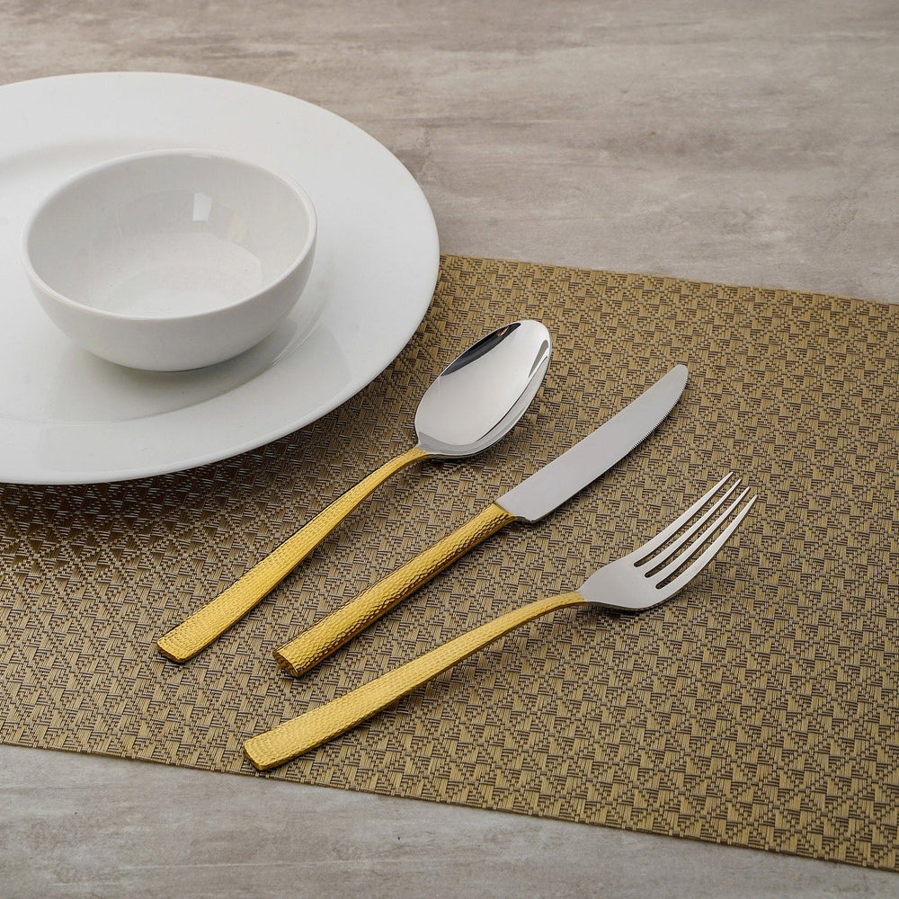 Set Of 3 Golden Florence Table Spoon Fork And Knife