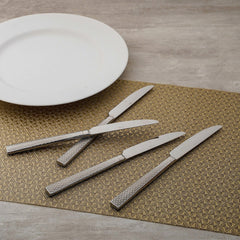 Set Of 4: Silver Colour Knit Table Knife