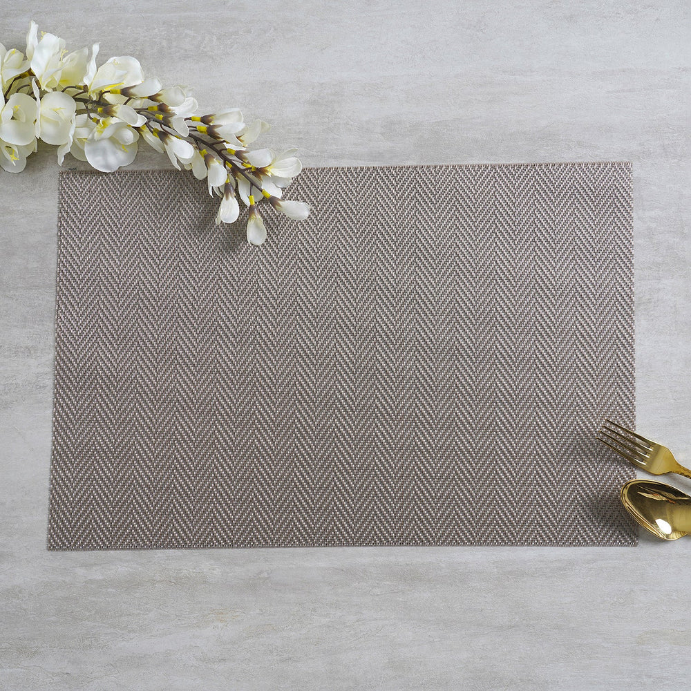 Set of 6: Grey Chevron Weave Placemat