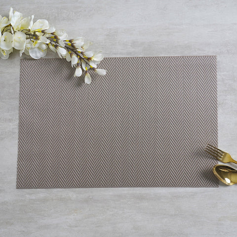Set of 6: Grey Chevron Weave Placemat