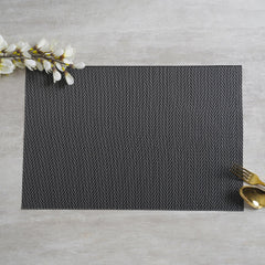 Set of 6: Black Chevron Weave Placemat