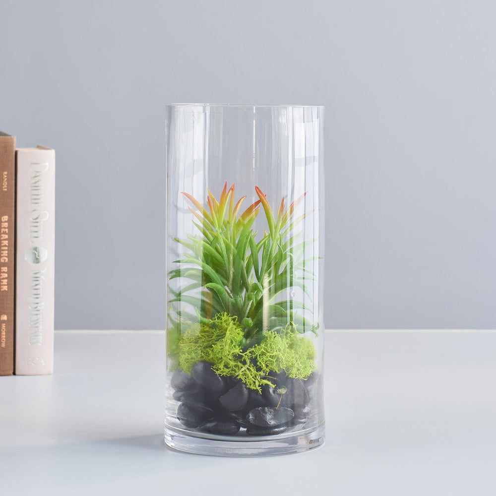 Mixed succulent in glass bottle