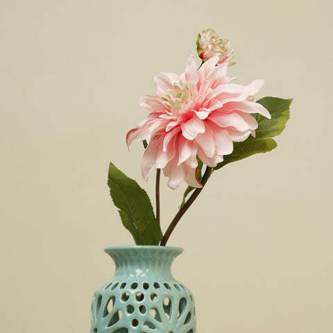 Pink Dahlia Faux Flower Stem Single