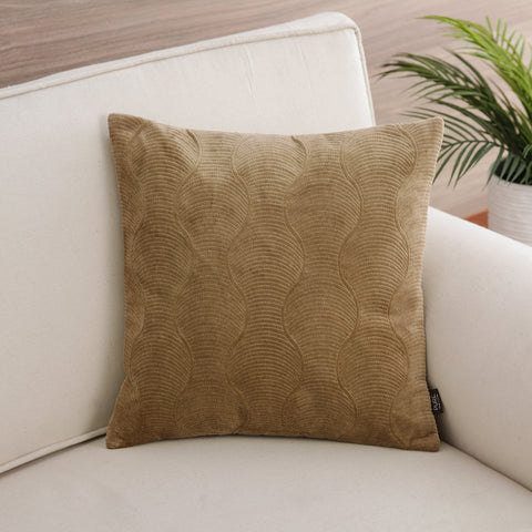 Beige Single Solid Square Cushion Cover