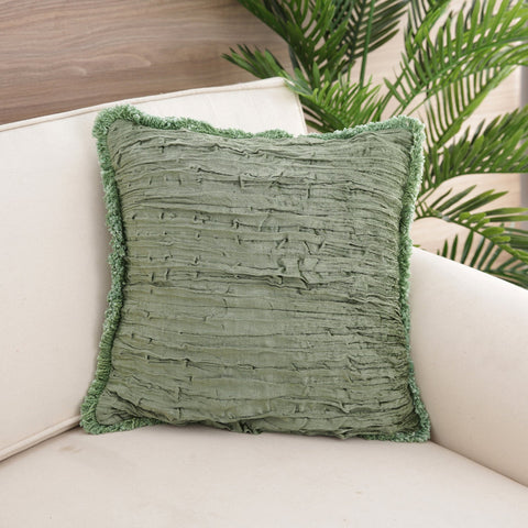 Green Set of Single Self Design Square Cushion Covers